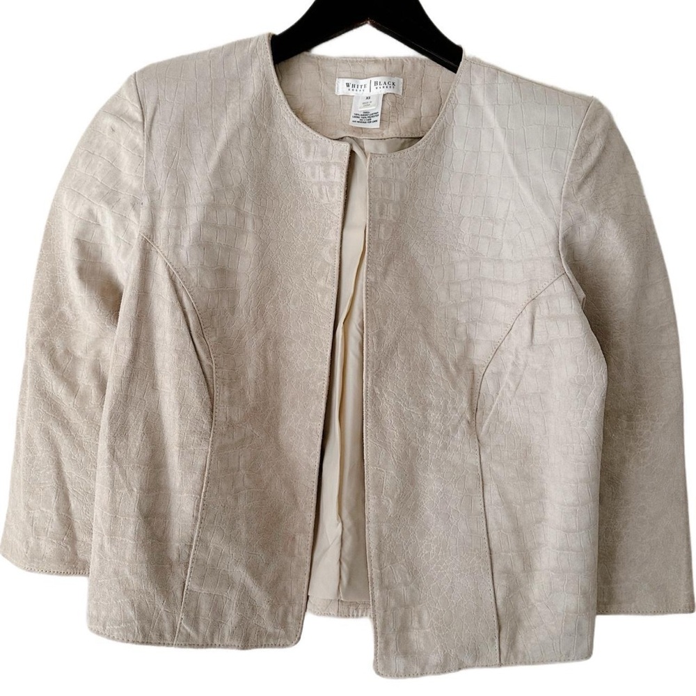 White House Black Market Crocodile Suede Cropped Cardigan Blazer Top Jacket XS